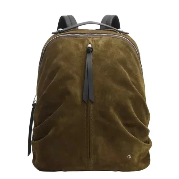 Rag & Bone Womens Olive Green Suede Leather Backpack With Zipper Closure & Adjus - Picture 3 of 8
